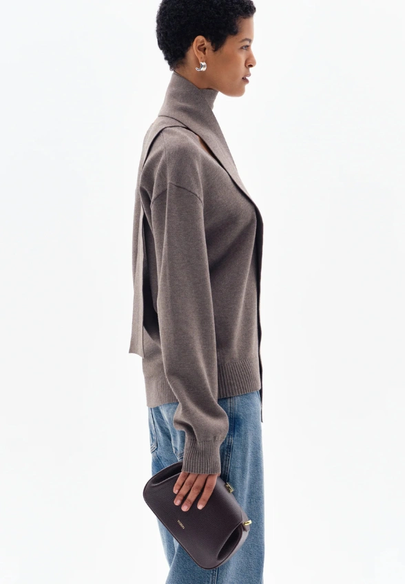 TOREBKA OYSTER CLUTCH MINI BRĄZOWA