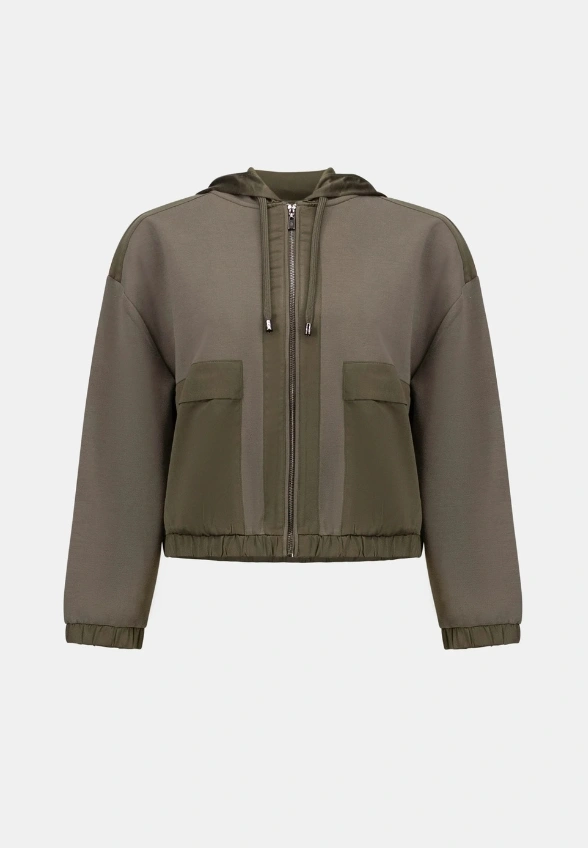 BLUZA Z KAPTUREM BOXY SZAŁWIOWA