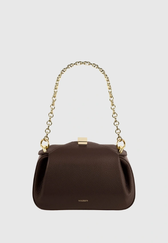 TOREBKA OYSTER CLUTCH MINI BRĄZOWA