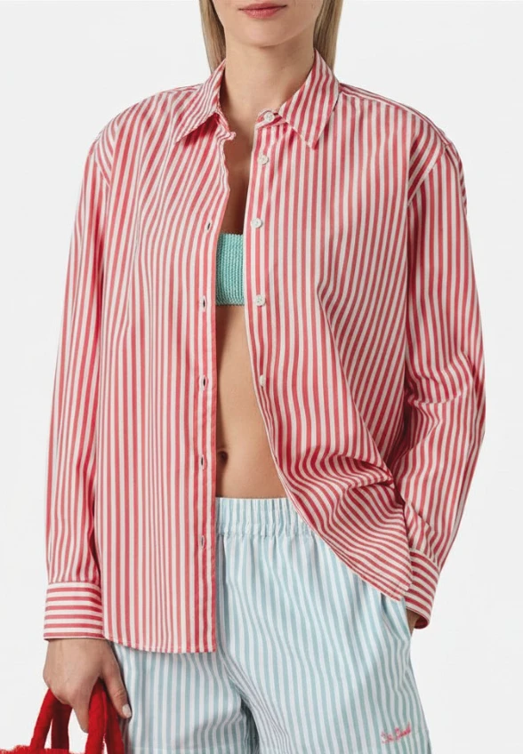 KOSZULA MEREDITH STRIPES BIAŁO-CZERWONA