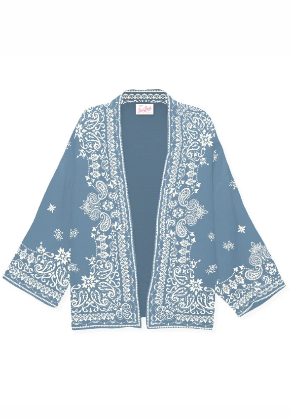 KIMONO MILOS Z NADRUKIEM BANDANY BIAŁO-NIEBIESKIE