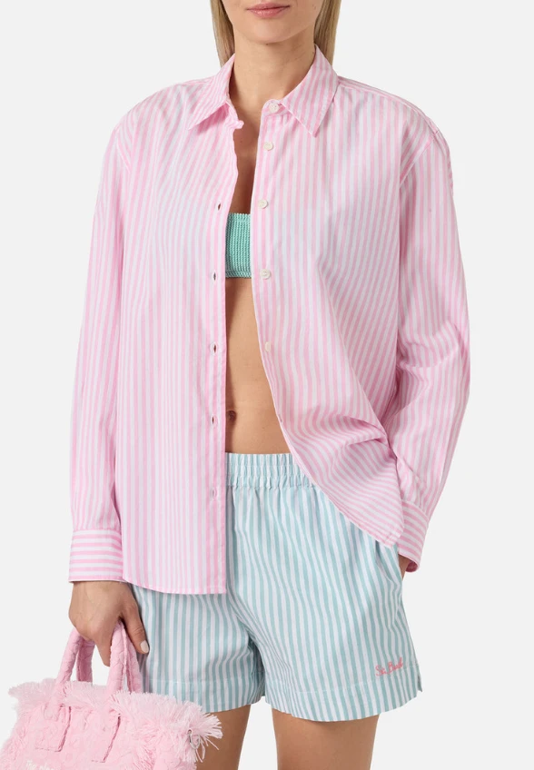 KOSZULA MEREDITH STRIPES BIAŁO-RÓŻOWA