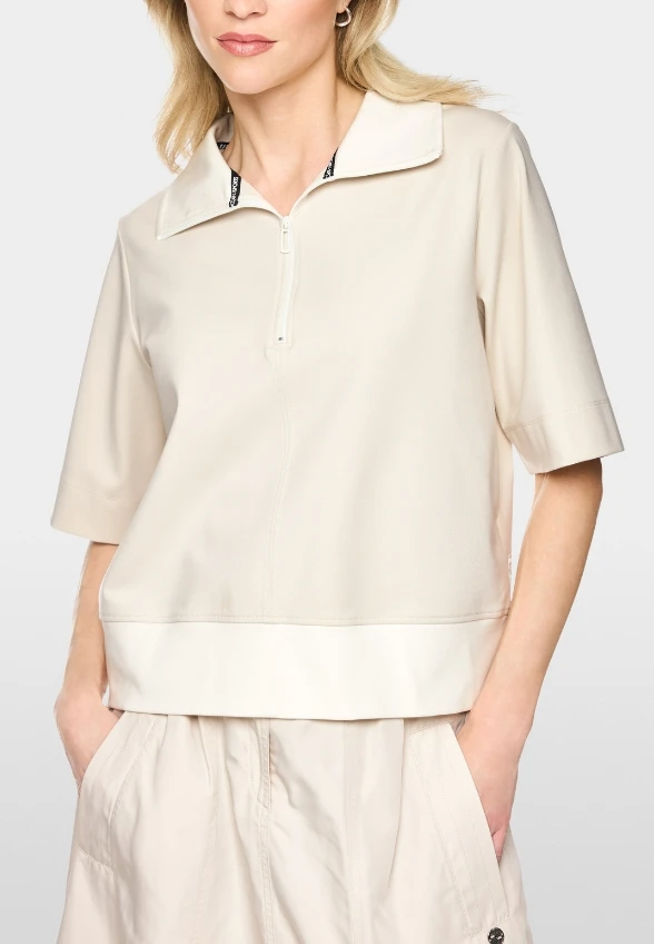 BLUZKA POLO OVERSIZE KREMOWA