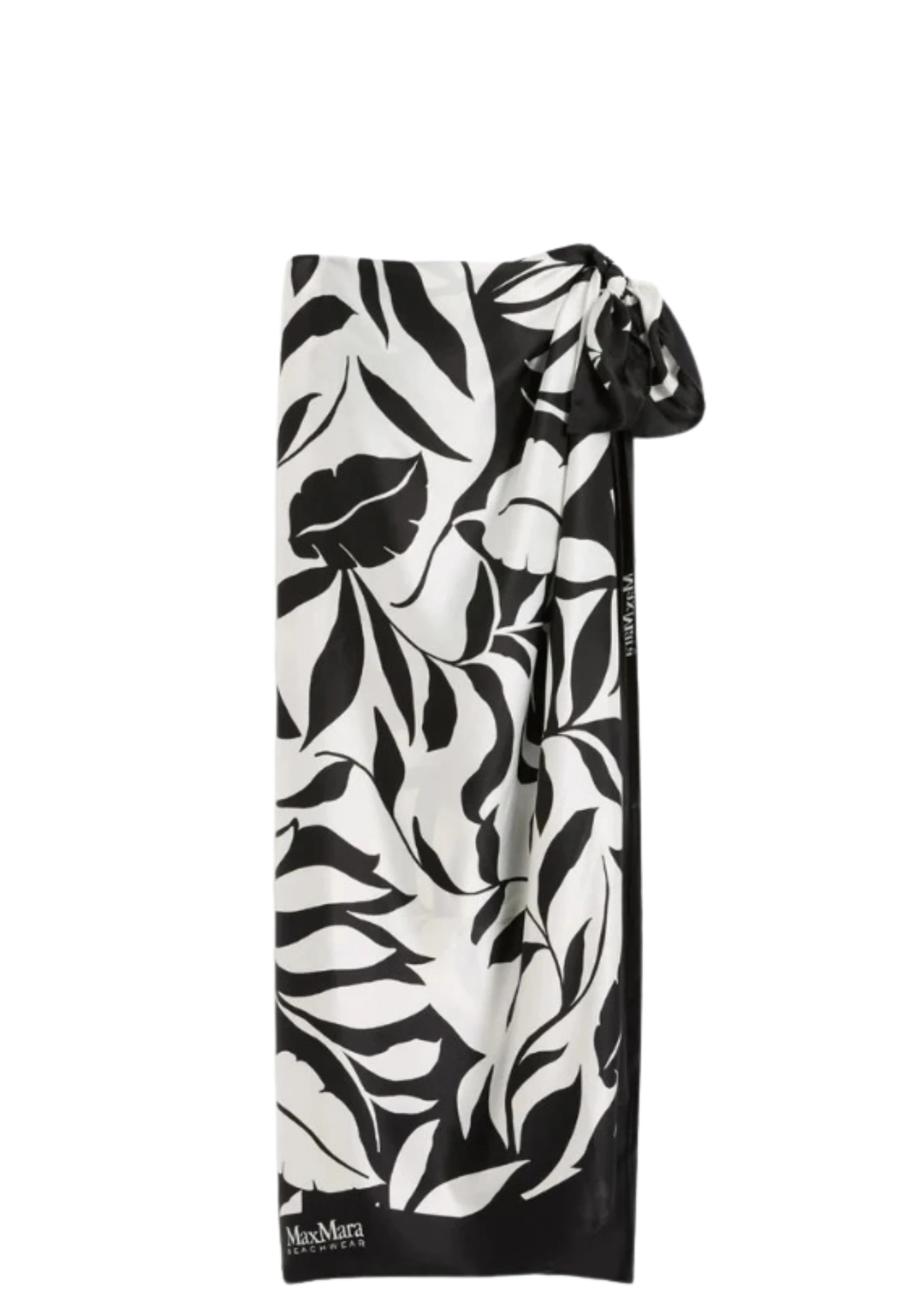 PAREO JEDWABNE BEACHWEAR BIAŁO-CZARNE