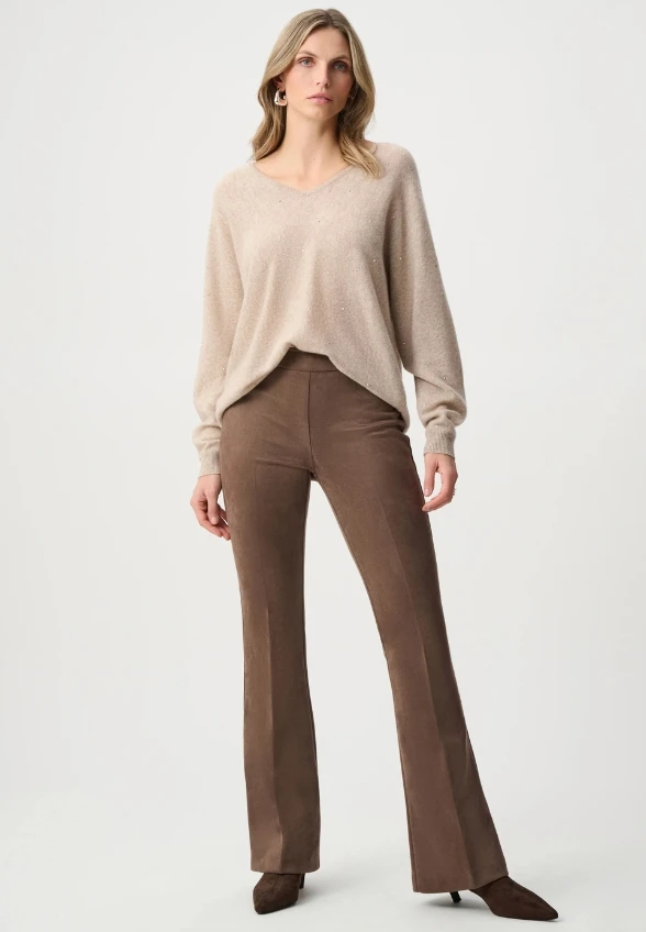 SWETER W STYLU BOXY KASZMIROWY BEŻOWY