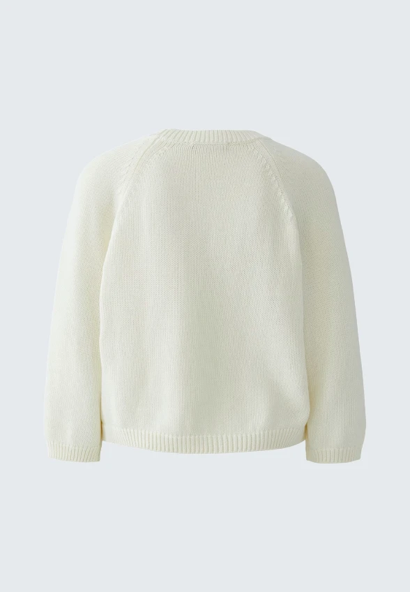 SWETER DZIANINOWY Z APLIKACJĄ BIAŁO-CZARNY