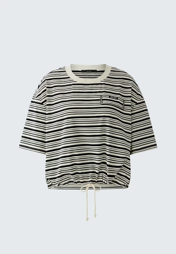BLUZKA ZE ŚCIĄGACZEM BIAŁO-CZARNA