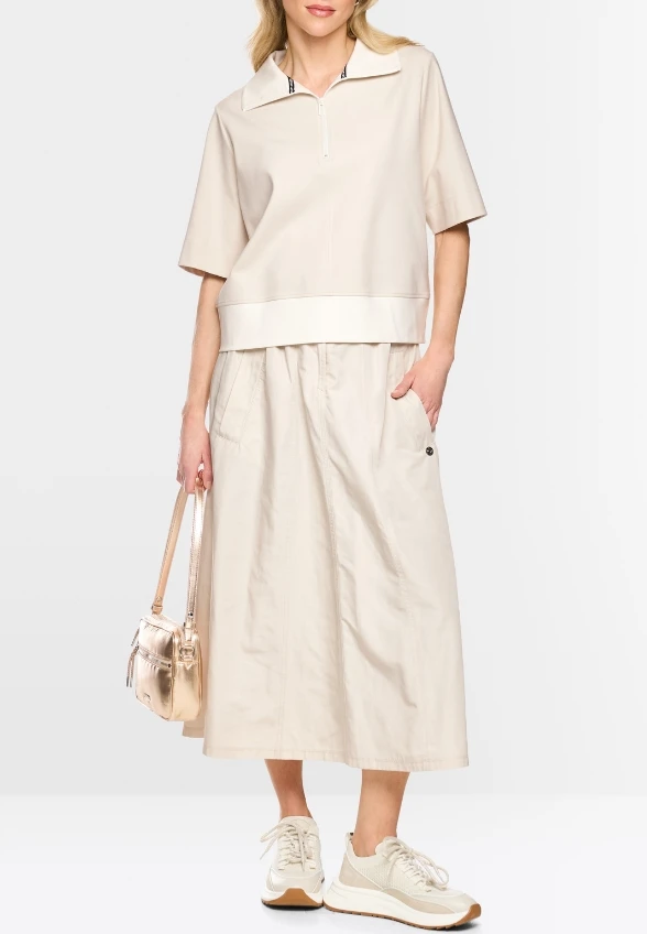 BLUZKA POLO OVERSIZE KREMOWA