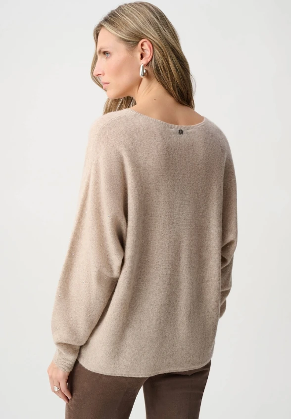 SWETER W STYLU BOXY KASZMIROWY BEŻOWY