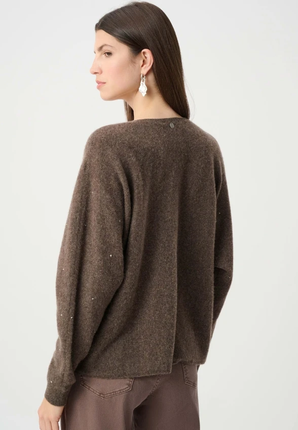 SWETER W STYLU BOXY KASZMIROWY MOCHA