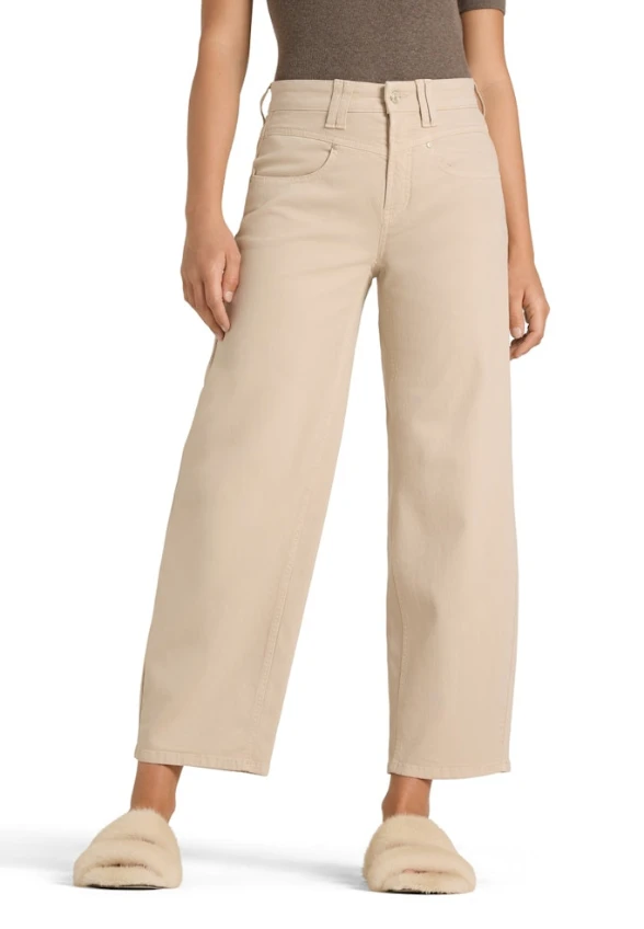 SPODNIE JEANSOWE ODELE WIDE-FIT BEŻOWE