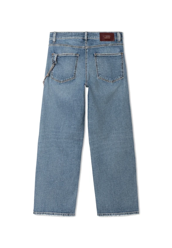 SPODNIE JEANSOWE BAGGY WIDE-FIT NIEBIESKIE