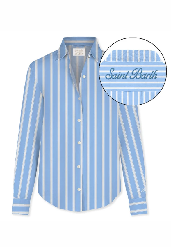KOSZULA BAWEŁNIANA MEREDITH STRIPES BIAŁO-NIEBIESKA