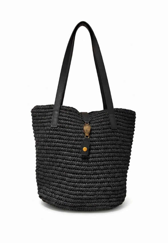 TORBA HAMPTON RAFFIA CZARNA