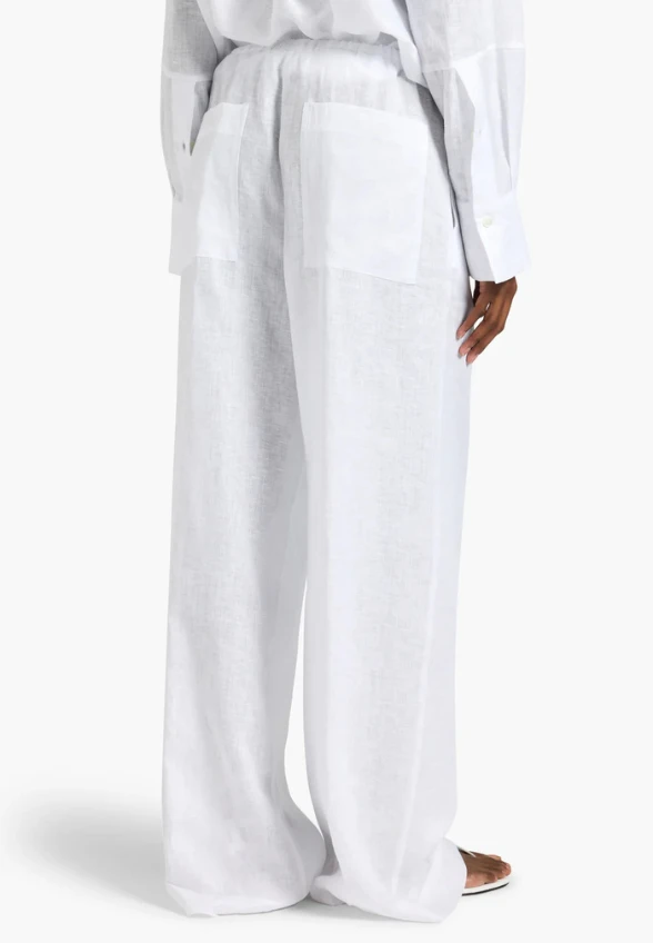 SPODNIE LNIANE GRAYSON BIAŁE