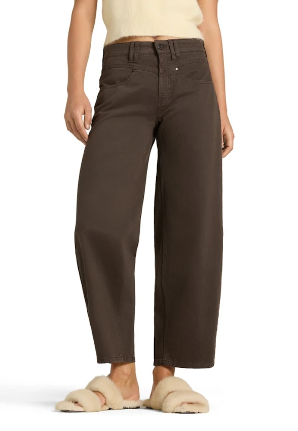 SPODNIE JEANSOWE ODELE WIDE-FIT BRĄZOWE