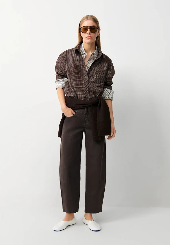 SPODNIE JEANSOWE ODELE WIDE-FIT BRĄZOWE