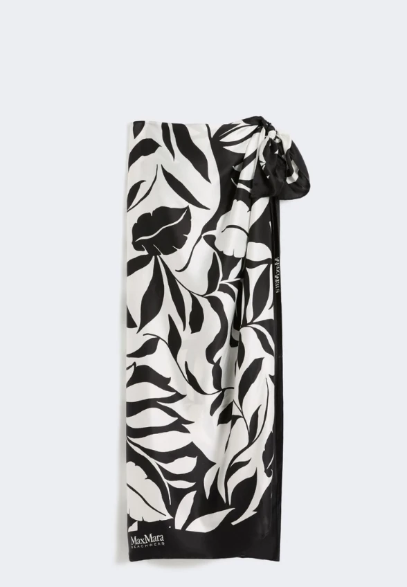 PAREO JEDWABNE BEACHWEAR BIAŁO-CZARNE