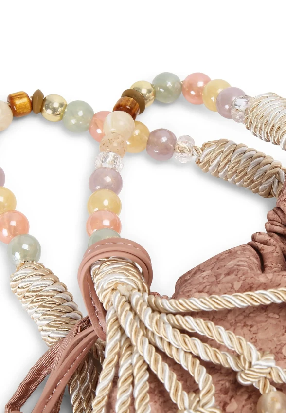 TORBA MACRAME ROPE Z KRYSZTAŁKAMI RÓŻOWA