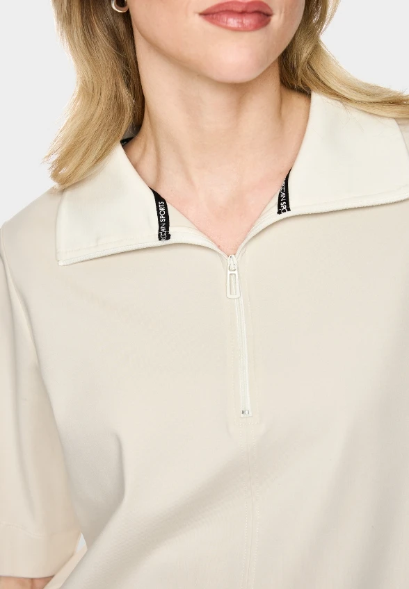 BLUZKA POLO OVERSIZE KREMOWA