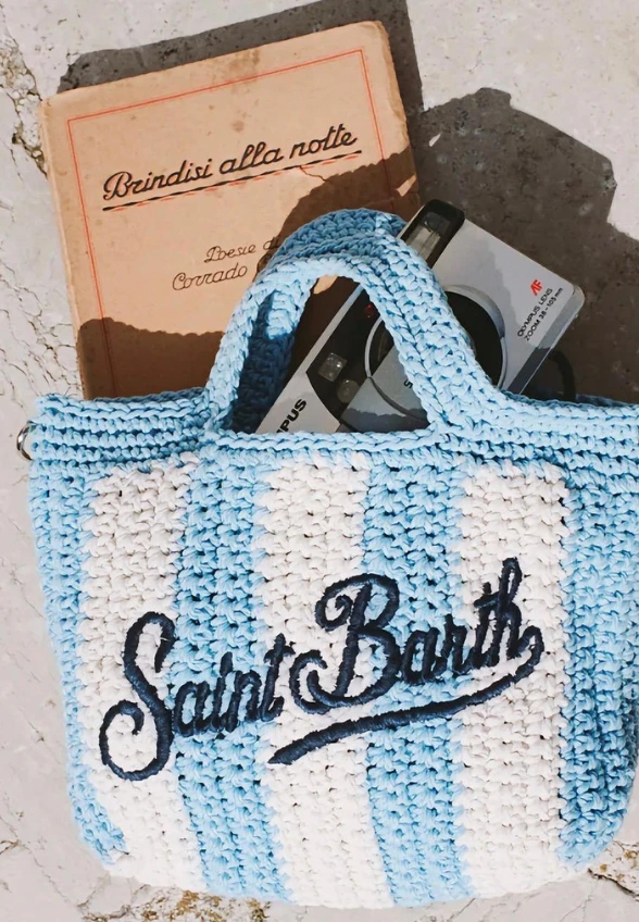 TOREBKA CROCHET BAG MINI BIAŁO-NIEBIESKA
