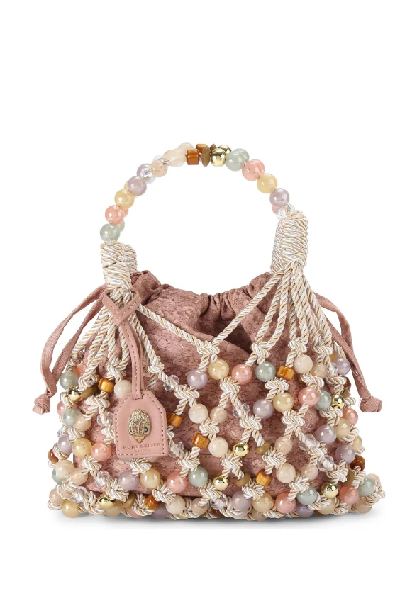 TORBA MACRAME ROPE Z KRYSZTAŁKAMI RÓŻOWA
