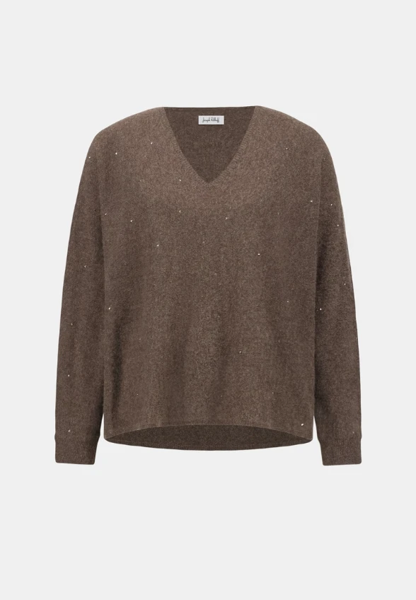 SWETER W STYLU BOXY KASZMIROWY MOCHA