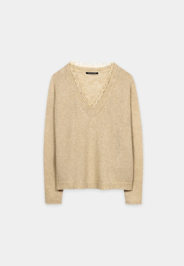 SWETER Z MIESZANKI ALAPAKI MAŚLANY