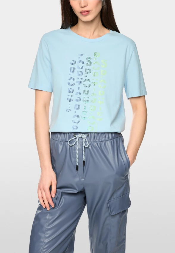 T-SHIRT Z NADRUKIEM BŁĘKITNY
