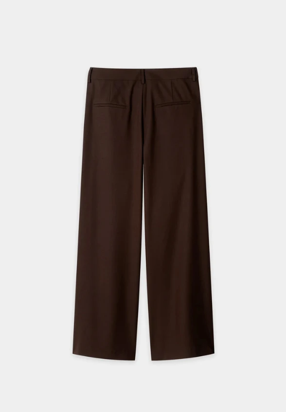 SPODNIE WIDE-LEG CIEMNY BRĄZ