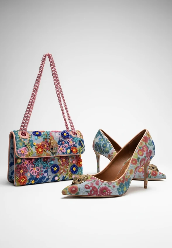 TOREBKA MINI KENSINGTON FLOWER RÓŻOWO-NIEBIESKA
