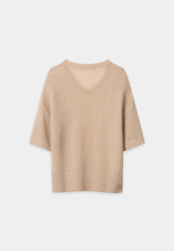 SWETER Z MIESZANKI KASZMIRU JASNY BEŻ