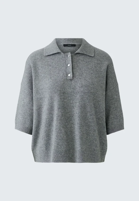 SWETER Z KOŁNIERZYKIEM POLO SZARY