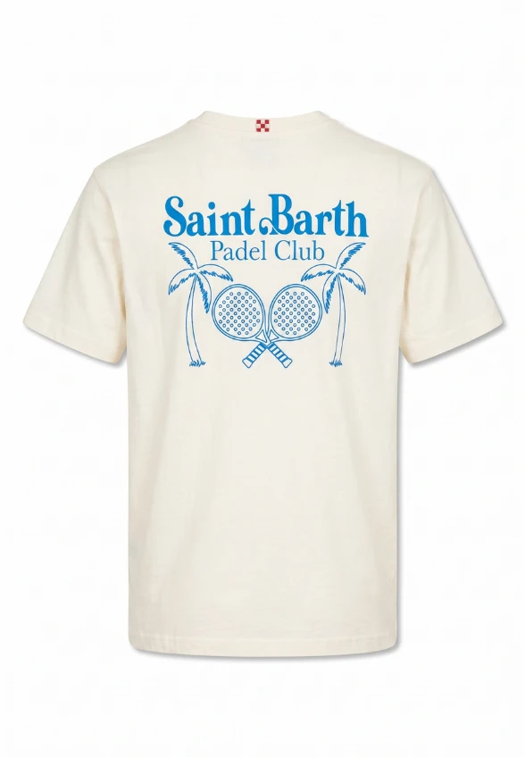 T-SHIRT MĘSKI PADEL CLUB PALM BIAŁY