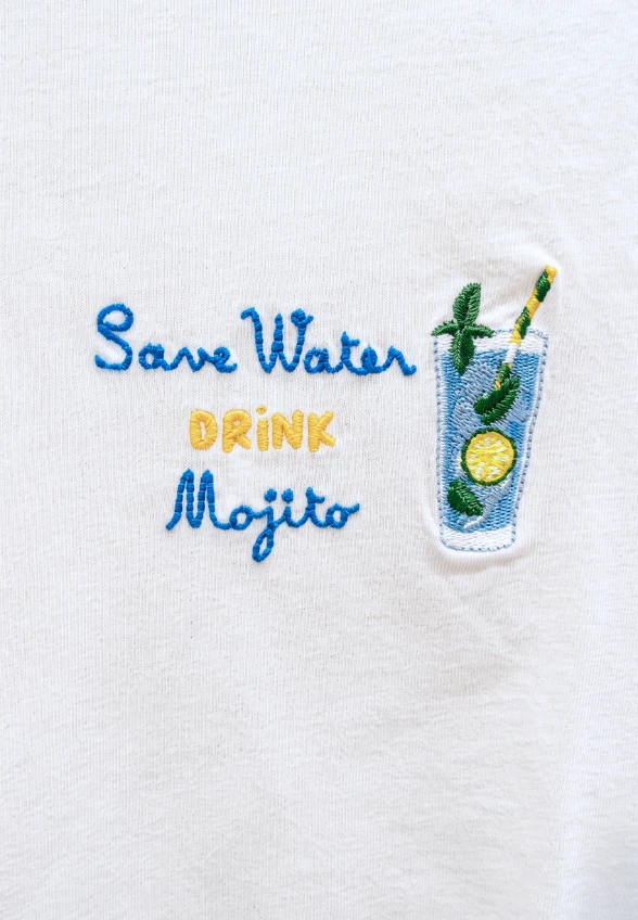 T-SHIRT EMILIE DRINK MOJITO BIAŁY