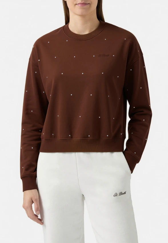BLUZA CASEY Z KRYSZTAŁKAMI BRĄZOWA