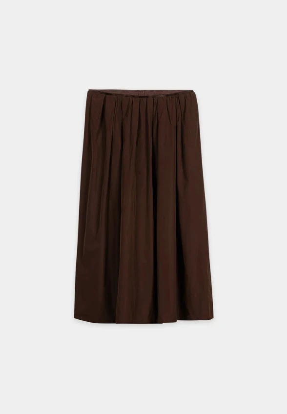 SPÓDNICA MIDI Z TAFTY BRĄZOWA