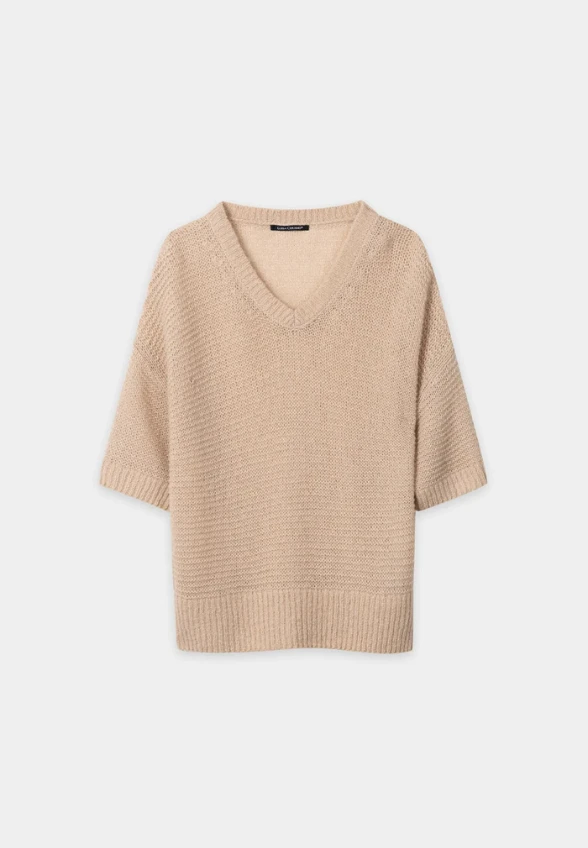SWETER Z MIESZANKI KASZMIRU JASNY BEŻ