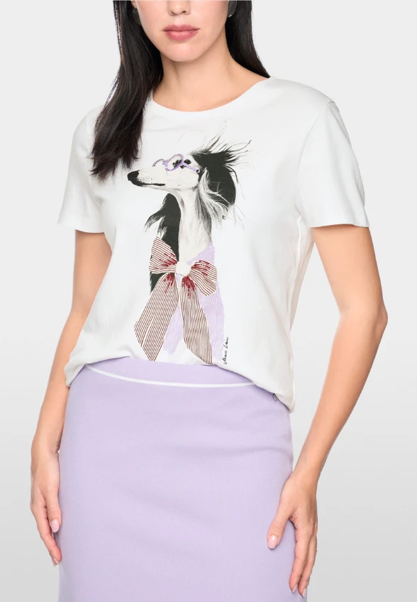 T-SHIRT Z MOTYWEM PSA BIAŁY