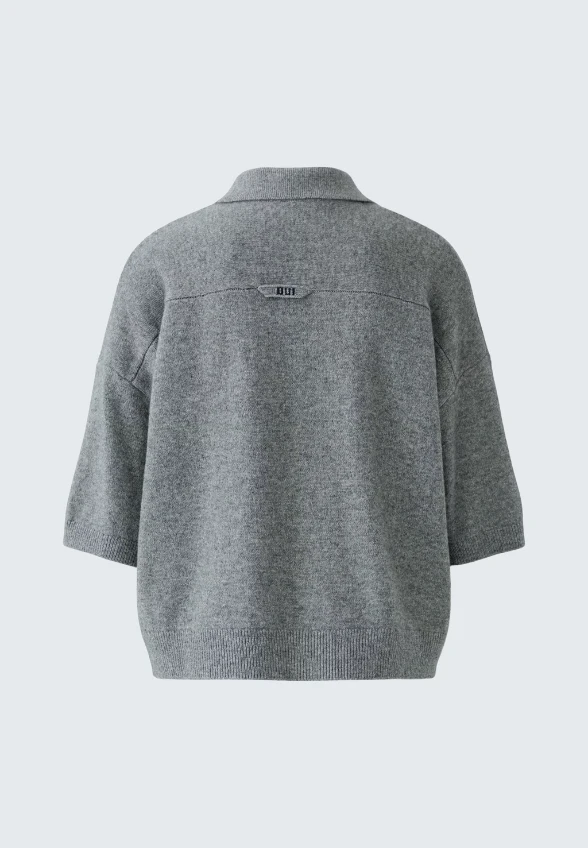 SWETER Z KOŁNIERZYKIEM POLO SZARY