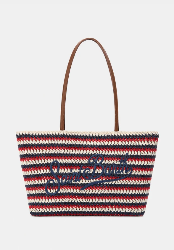 TORBA CROCHET TOTE MID BIAŁO-CZERWONA
