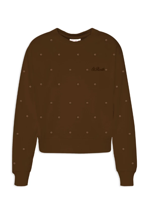 BLUZA CASEY Z KRYSZTAŁKAMI BRĄZOWA
