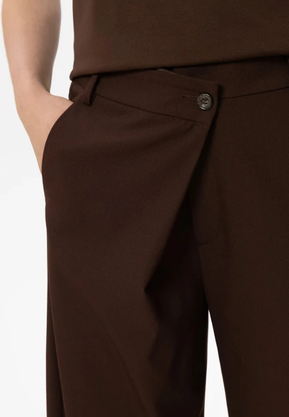 SPODNIE WIDE-LEG CIEMNY BRĄZ