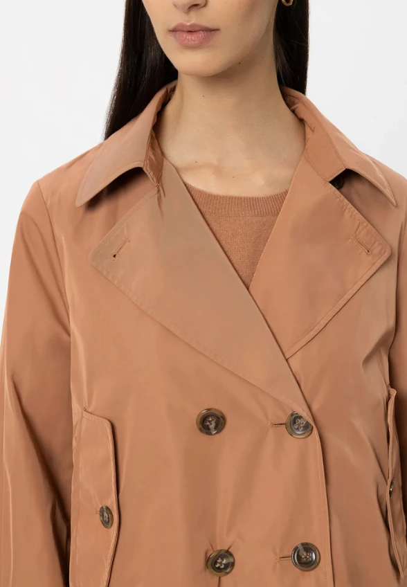 TRENCZ SATYNOWY CAMEL