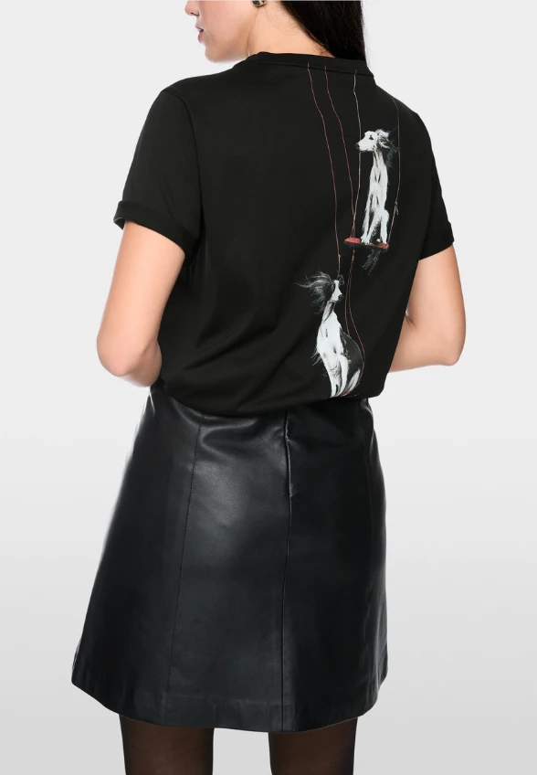 T-SHIRT BAWEŁNIANY Z NADRUKIEM PSA CZARNY
