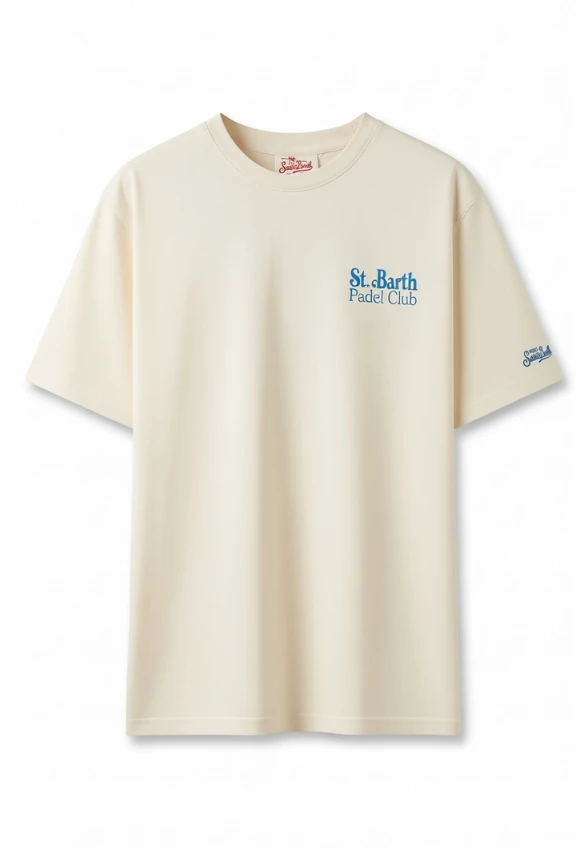T-SHIRT MĘSKI PADEL CLUB PALM BIAŁY