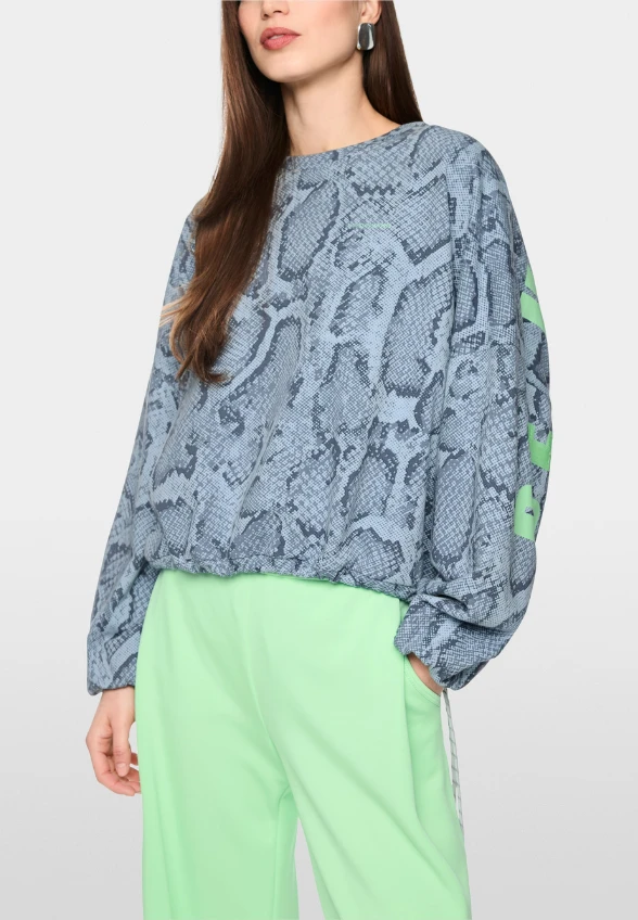 BLUZA Z NADRUKIEM ZWIERZĘCYM NIEBIESKA