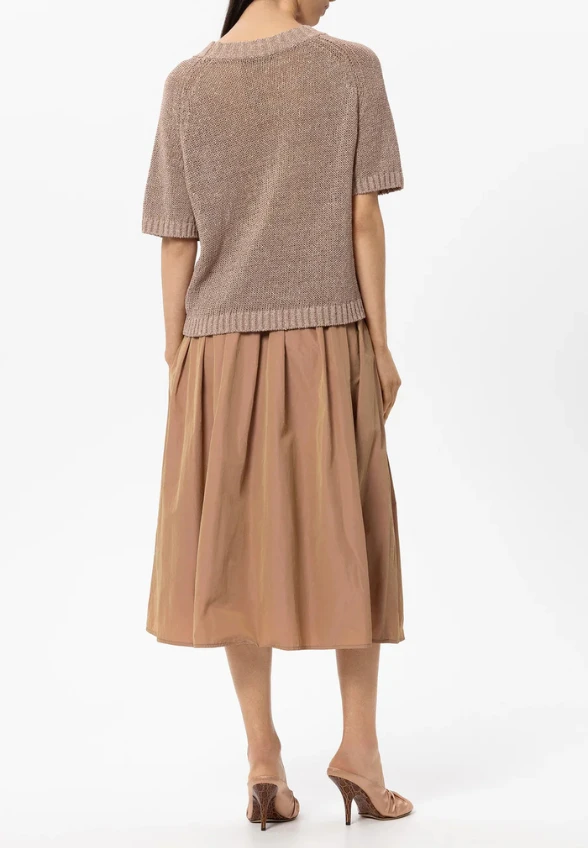 SWETER Z PRZĘDZY LNIANEJ TAUPE