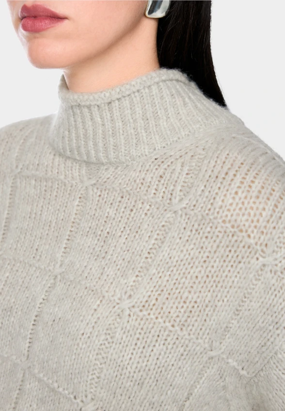 SWETER Z GOLFEM OVERSIZE SZARY