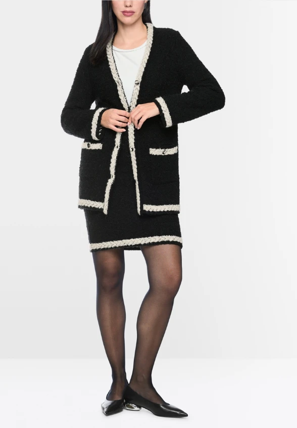 KARDIGAN Z TKANINY BOUCLÉ CZARNY